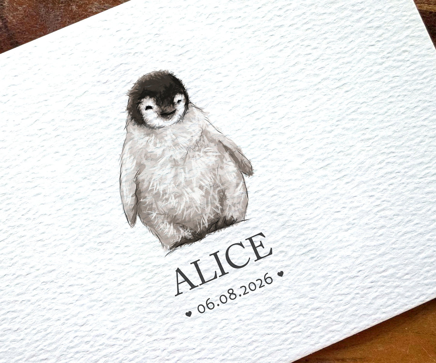 Penguin Personalised Baby Name Print