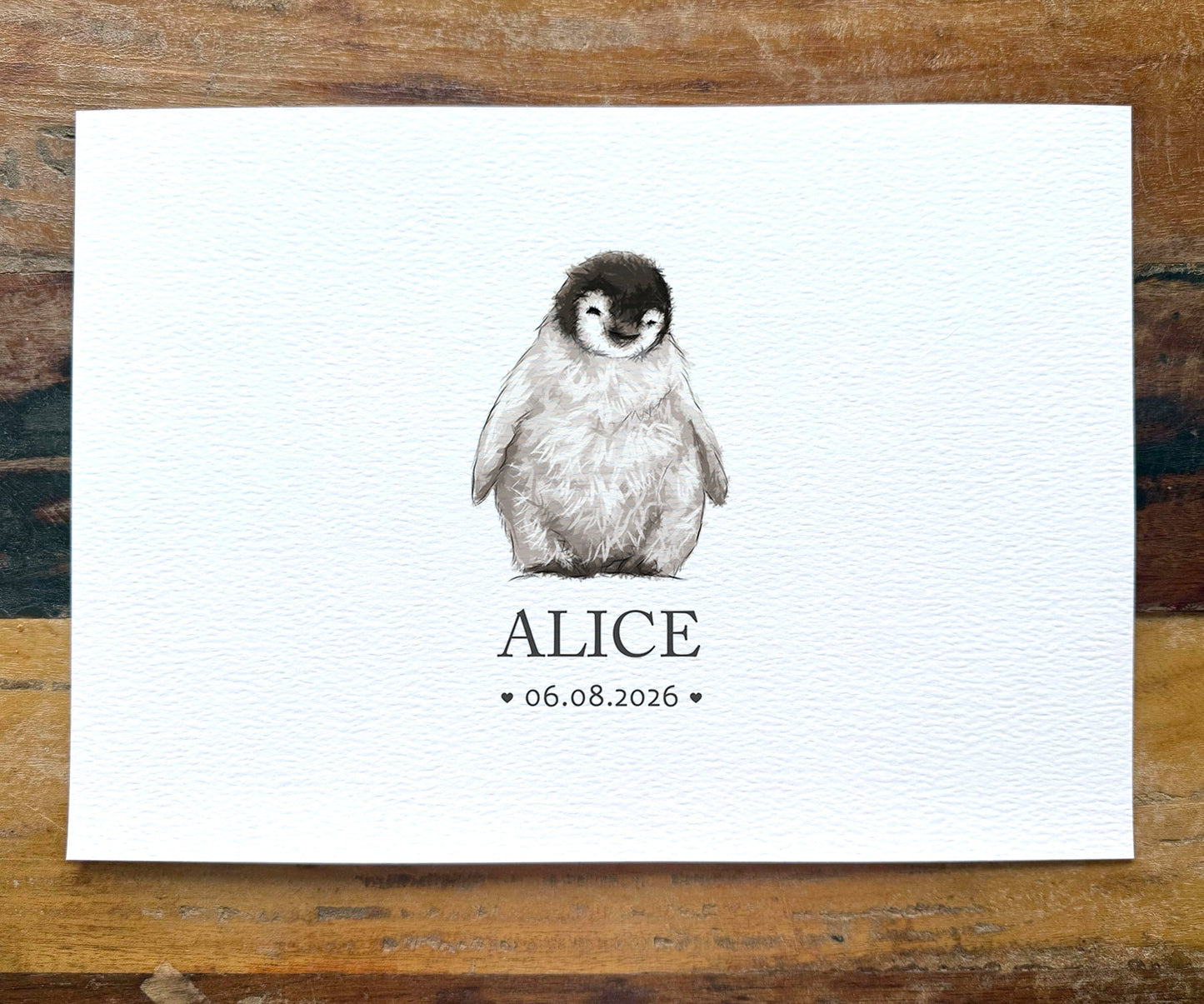 Penguin Personalised Baby Name Print