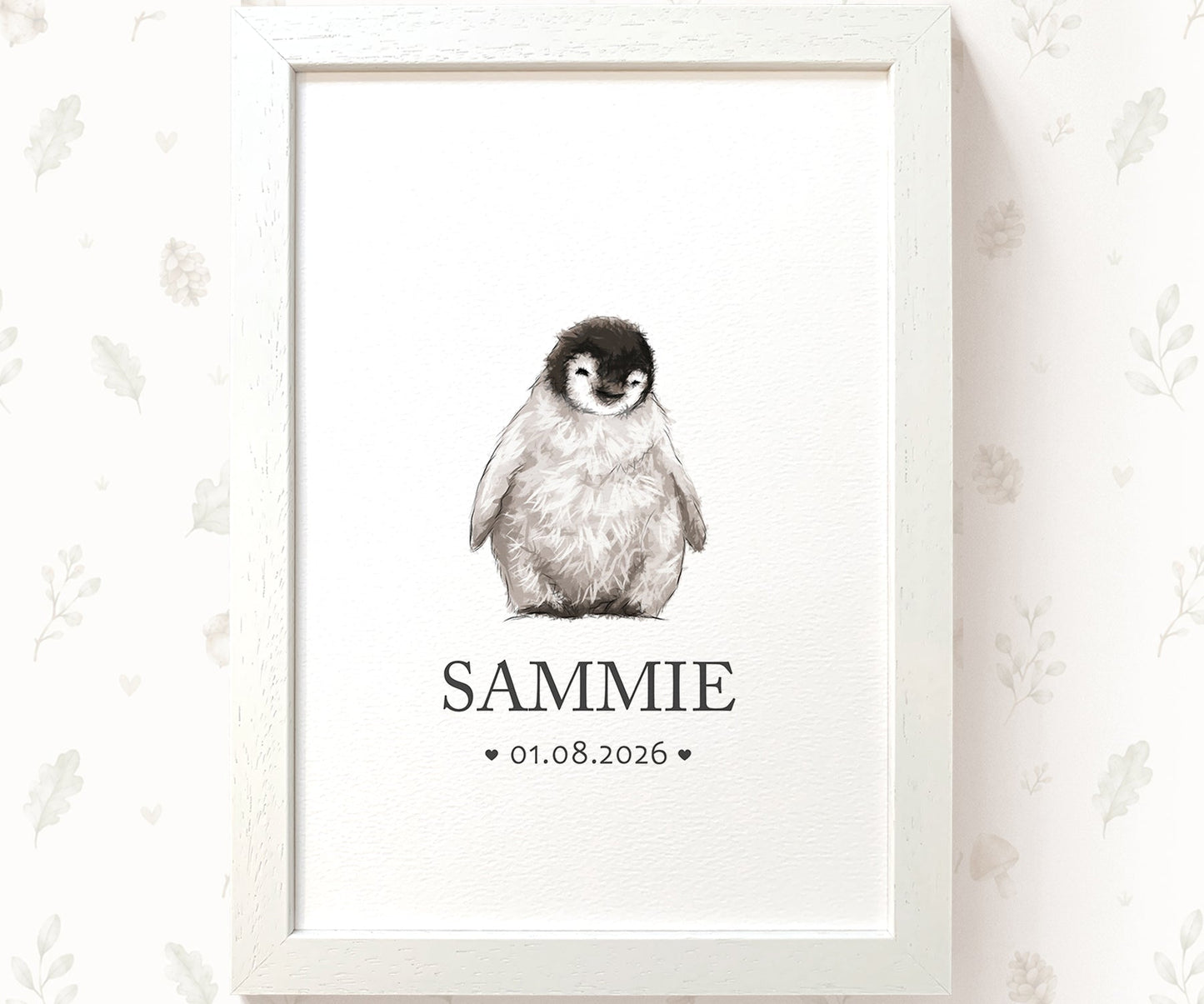 Penguin Personalised Baby Name Print