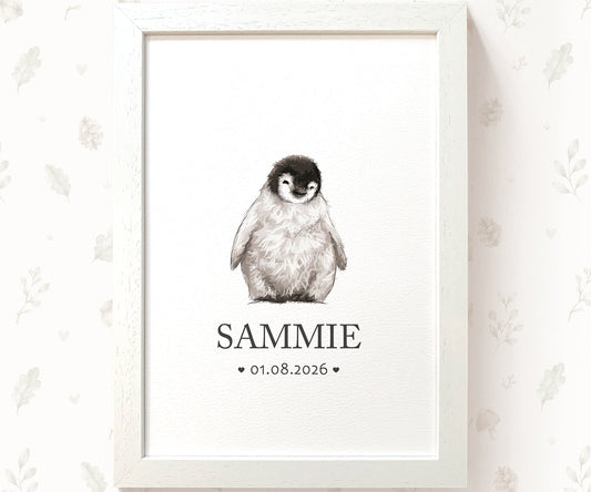Penguin Personalised Baby Name Print