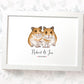 Two cute hamsters cuddling in personalized print