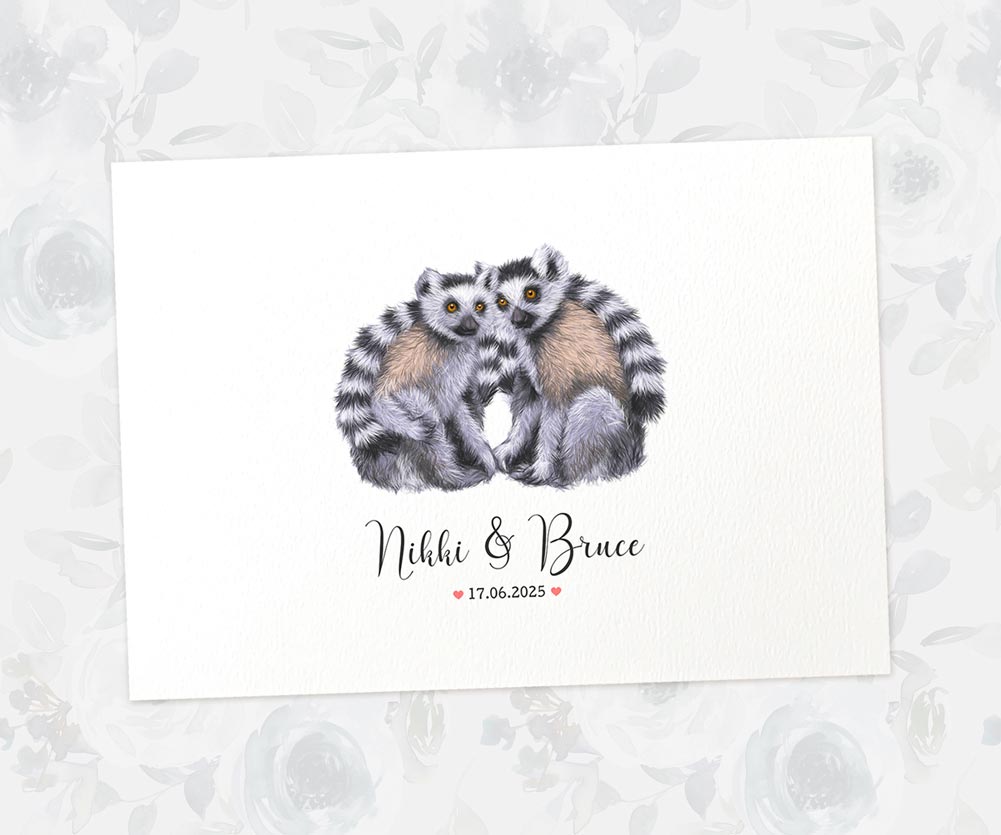 Personalized lemur love print with names
