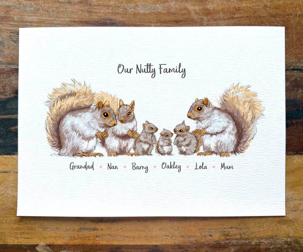 Personalised Squirrel Family Portrait
