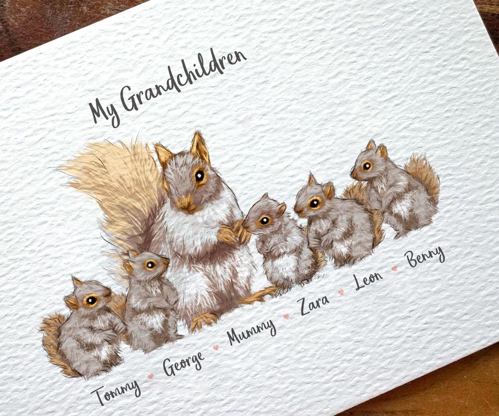 Personalised Squirrel Family Portrait
