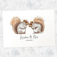 Personalized squirrel wedding illustration