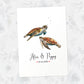Ocean-themed turtle couple print for lovers