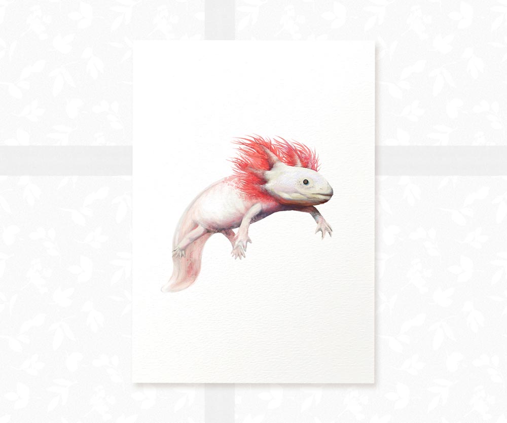 Pink Axolotl Nursery Art Print | Children's Wall Art