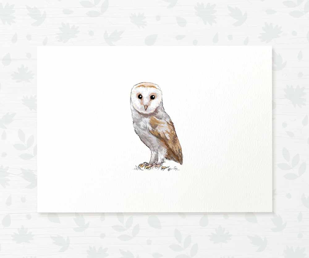 Barn Owl Woodland Nursery Art Print | Bird Children's Wall Art