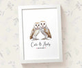 Personalised Owl Wedding Anniversary Print