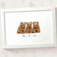 Three baby bears framed A3 family print with names for a unique baby shower gift