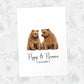 Two Bears A3 Unframed Art Print Personalized With Names And Date For A Heartwarming Valentines Day Gift