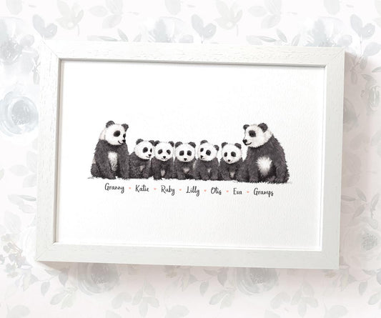 Our Family Portrait Name Gift Prints Panda Wall Art Custom Birthday Baby Nursery Mothers Framed