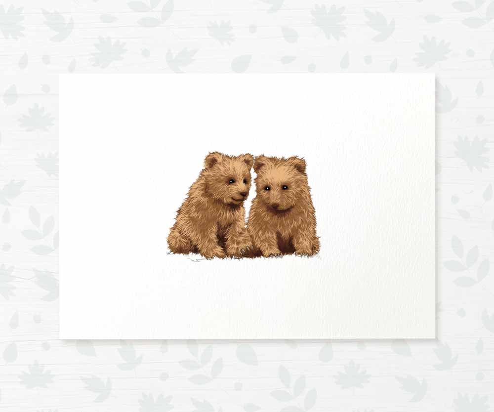 Bears Woodland Animal Nursery Print for Twins