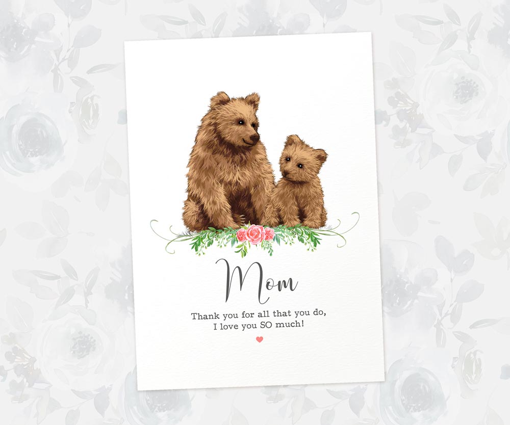 Thank You Personalised Name Gift Animal Prints Bear Wall Art Custom Mothers Day Daughter Love Grandma