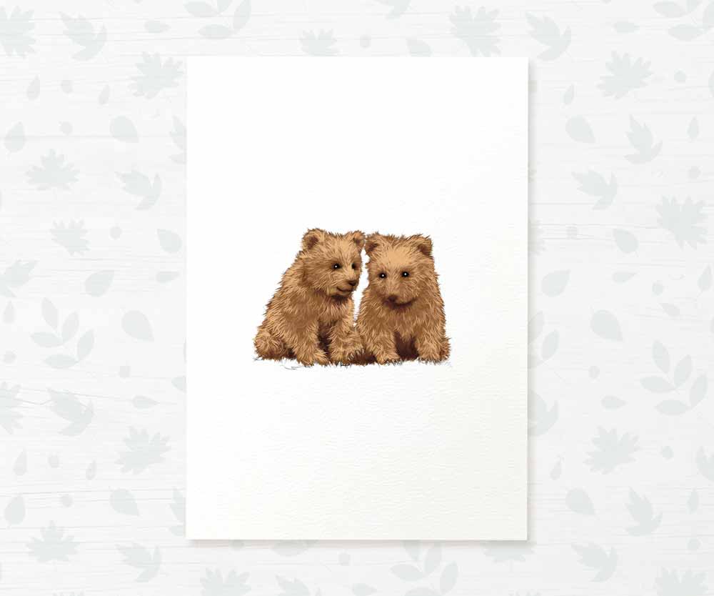 Twin Bear Cubs Woodland Nursery Art Print | Children's Wall Art