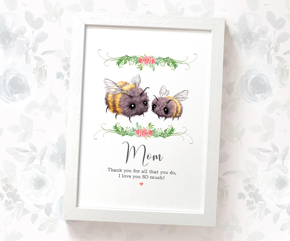 Thank You Personalised Name Gift Animal Prints Bumblebee Wall Art Custom Mothers Day Daughter Teacher Present