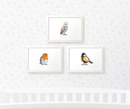 Bird Nursery Prints New Baby Shower Pregnancy Gift Boy Girl Childrens Wall Art Set Newborn Playroom