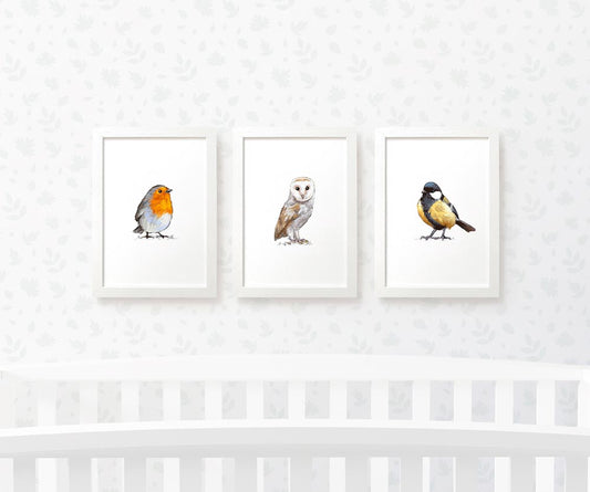 Bird Nursery Prints New Baby Shower Gift Boy Girl Childrens Wall Art Set Playroom Decor UK