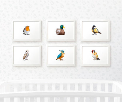 Bird Nursery Prints New Baby Shower Gift Boy Girl Childrens Wall Art Set Playroom Decor UK