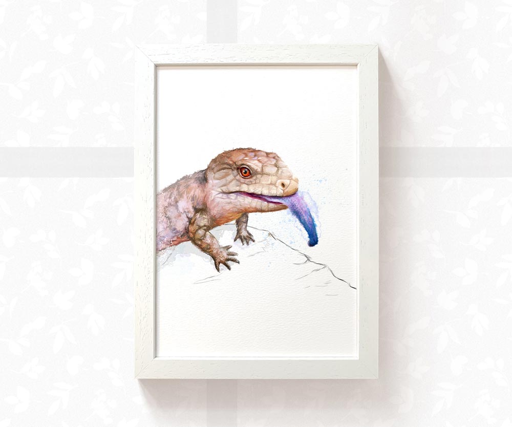 Blue Tongued Skink Art Print | Lizard Print