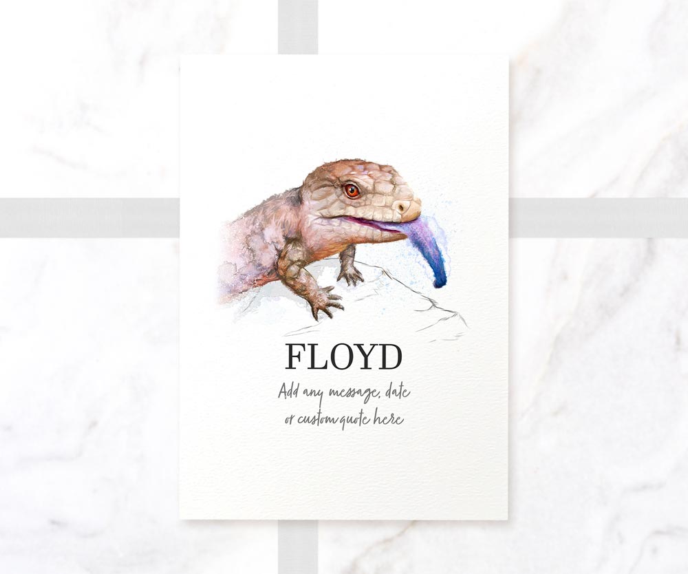 Blue Tongued Skink Lizard Personalised New Pet Portrait Memorial Loss Christmas Gift Custom Art Poster Print