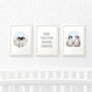 Bird Nursery Prints New Baby Shower Gift Boy Blue Penguin Wall Art Set Playroom Decor UK