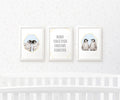 Emperor Penguins Twin Nursery Prints Set of 3 Blue