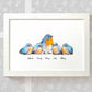 Bird Family Name Personalised Gift Prints Bluebird Wall Art Custom Birthday Anniversary Baby Shower Nursery Mothers