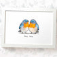 Two bluebirds framed A4 print with personalised names beneath for the best husband or wife gift