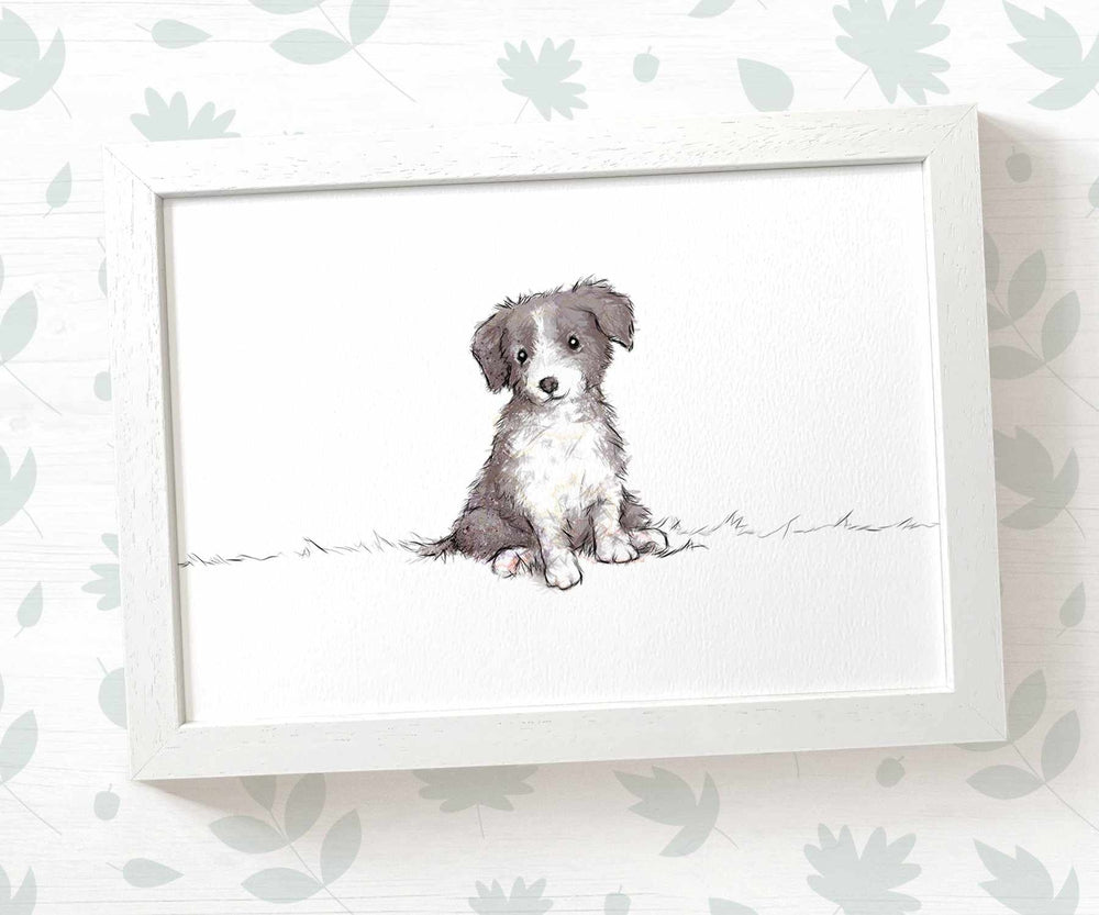 Border Collie Puppy Nursery Art Print
