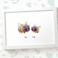 Framed A3 bumblebee print featuring a mum and baby with names for the best mothers day gift