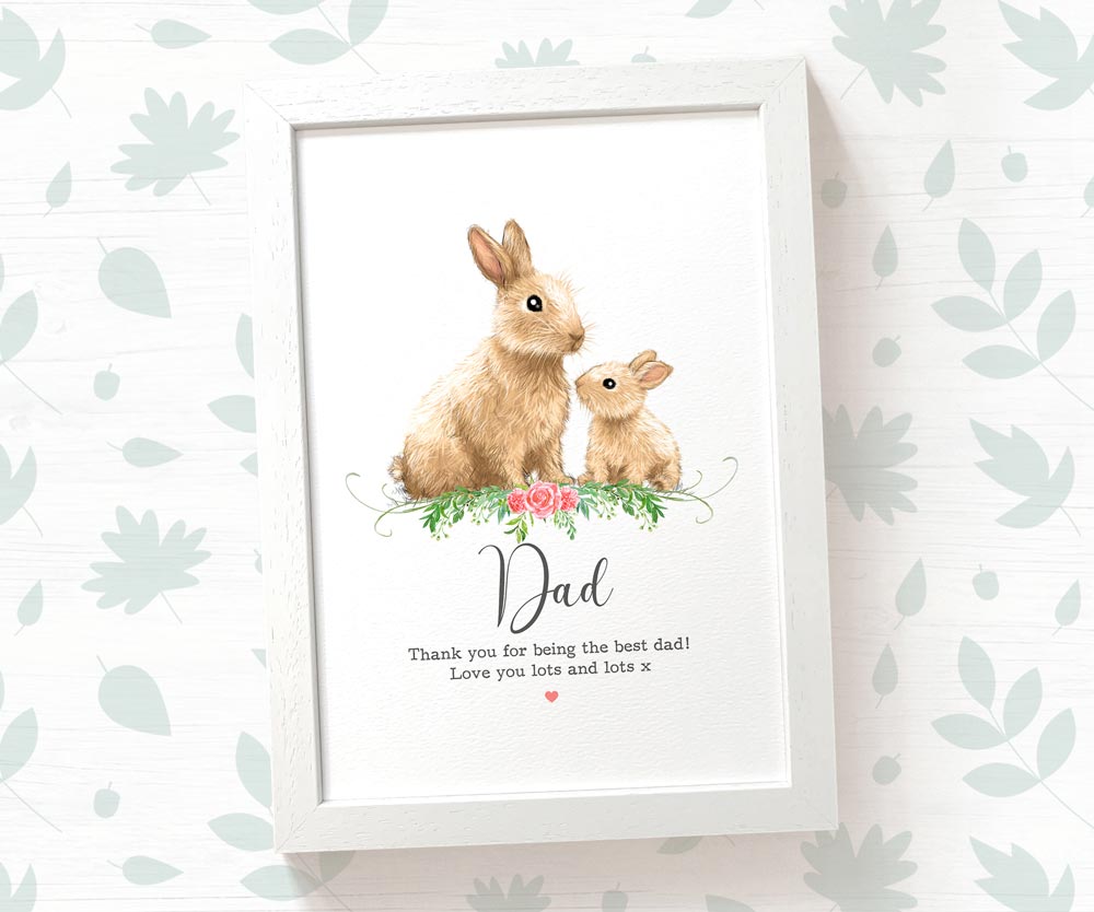 Thank You Personalised Name Gift Animal Prints Rabbit Wall Art Custom Fathers Day Son Grandad Present