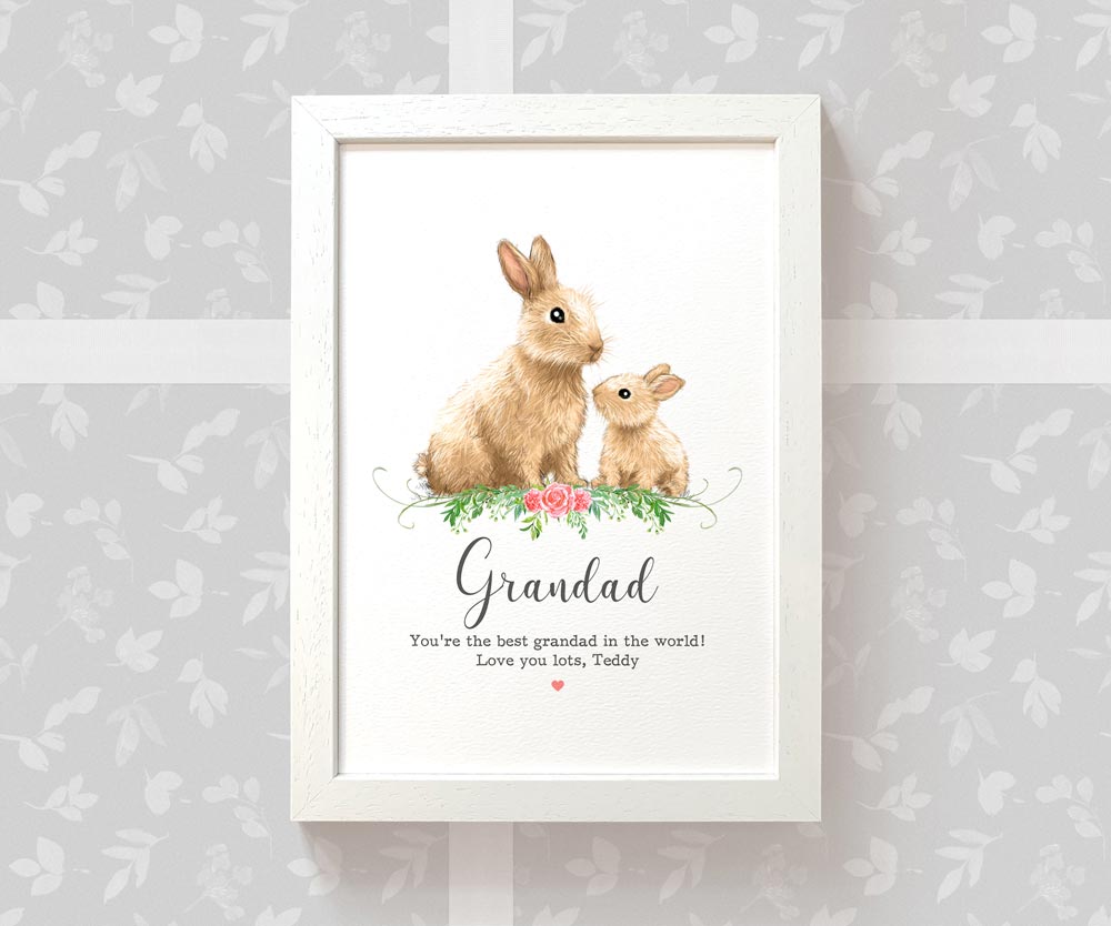 Thank You Personalised Name Gift Animal Prints Bunny Wall Art Custom Fathers Day Dad Grandad Present