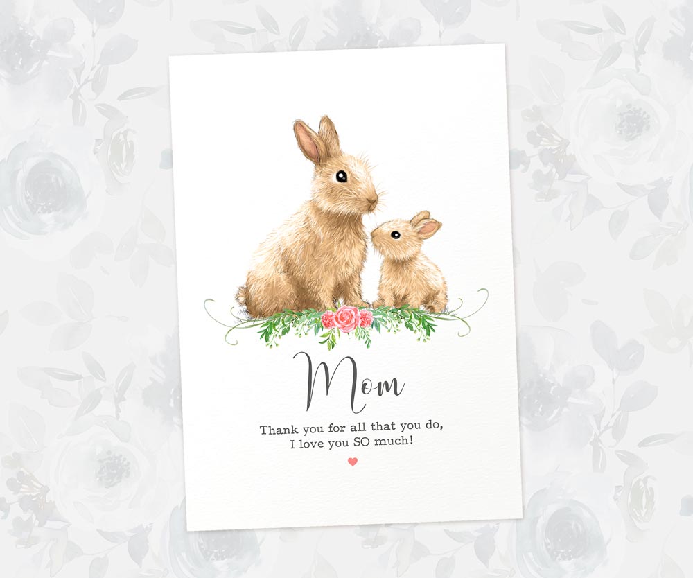 Thank You Personalised Name Gift Animal Prints Rabbit Wall Art Custom Mothers Day Daughter Love Grandma