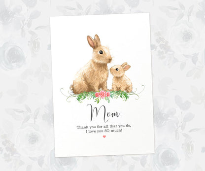 Thank You Personalised Name Gift Animal Prints Rabbit Wall Art Custom Mothers Day Daughter Love Grandma