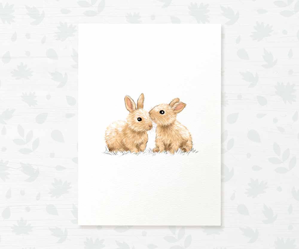 Woodland Nursery Prints Twin New Baby Shower Gift Ideas Rabbit Animal Wall Art Set Playroom Decor