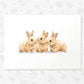 Rabbits Woodland Animal Nursery Print for Triplets