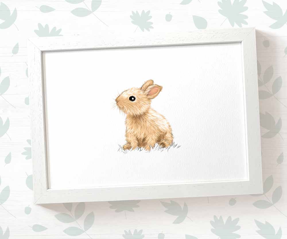 Bunny Rabbit Woodland Nursery Art Print | Children's Wall Art