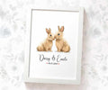 Personalised Rabbit Wedding Anniversary Print