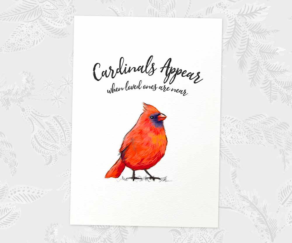 Bird Memorial Name Parent Loss Funeral Gift Prints Cardinals Appear Wall Art Handmade Sympathy Grandma Grandad