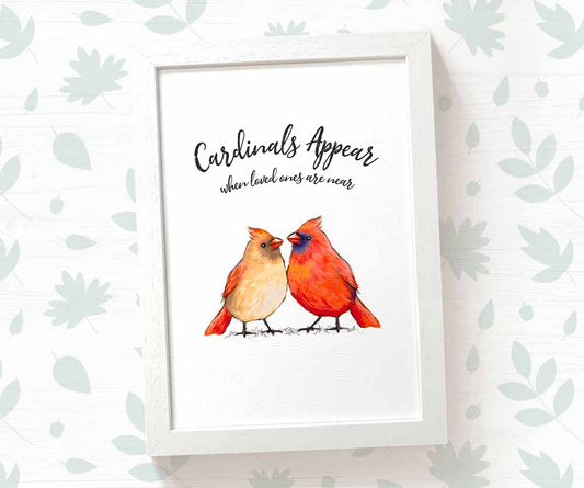 Bird Memorial Name Parent Loss Funeral Gift Prints Cardinals Appear Wall Art Handmade Remembrance Mother Father