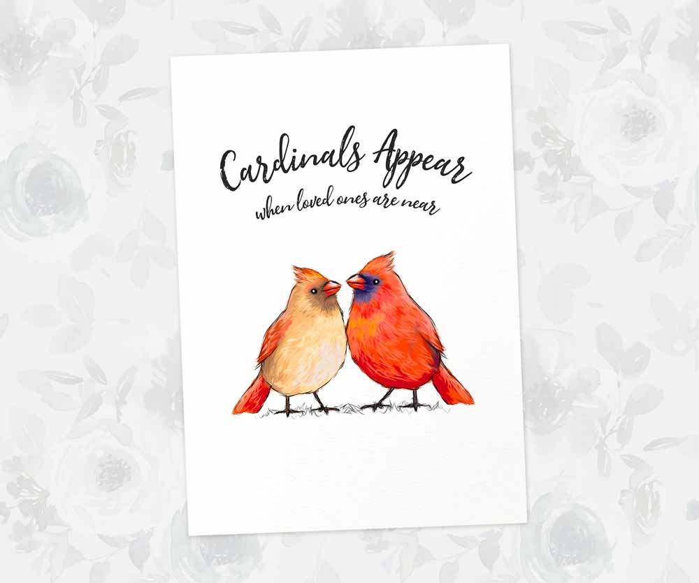 Bird Memorial Name Parent Loss Funeral Gift Prints Cardinals Appear Wall Art Handmade Sympathy Grandma Grandad