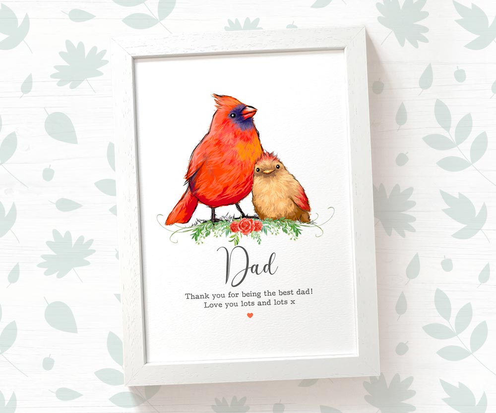 Bird Thank You Personalised Name Gift Prints Cardinal Wall Art Custom Fathers Day Son Grandad Present