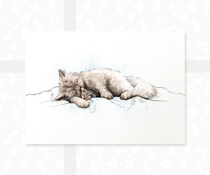 Cat and Kitten Nursery Wall Art | Mother and Baby Children's Art Print