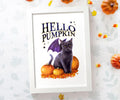 Black Cat Halloween Print "Hello Pumpkin"