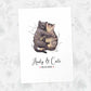 Two Cats A4 Unframed Print Customized With Names And Date For A Thoughtful Valentines Day Gift