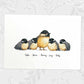 Printed A4 family of chickadee birds personalised with names for a special mothers day present