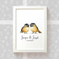 Personalized Chickadee Couple A3 Framed Print Featuring Names And Date For A Memorable 50th Anniversary Gift For Parents