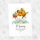 Mom and baby clown fish art print with personalised thank you message