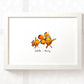 Framed A4 clown fish family mother and baby art print personalised with names